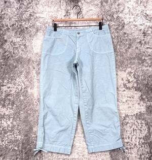 Gramicci Pants 8 Womens Baby Blue Cotton Utility Tie Leg Capri Crop
